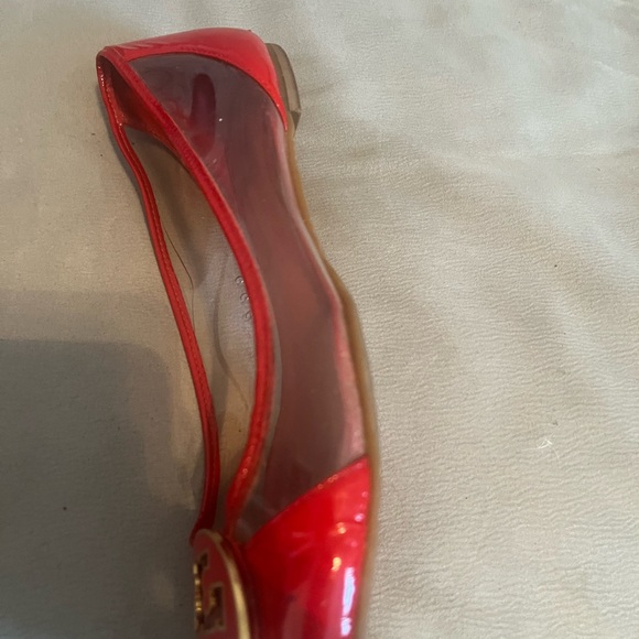 Tory Burch Red clear plastic pattern leather ballet slipper six 9. Gently worn - Picture 2 of 3